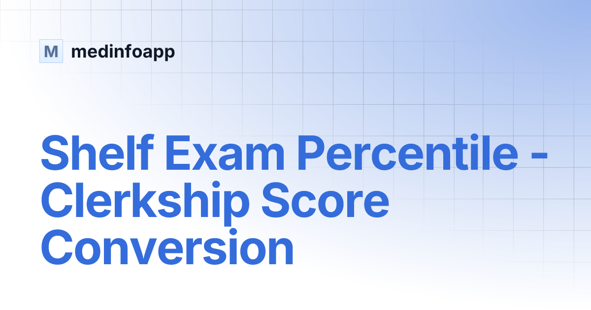 Shelf Exam Percentile - Clerkship Score Conversion | medinfoapp